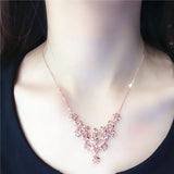 Purple Plated 14K Rose Flower Necklace Fine Jewelry