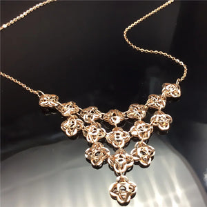 Purple Plated 14K Rose Flower Necklace Fine Jewelry