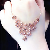 Purple Plated 14K Rose Flower Necklace Fine Jewelry