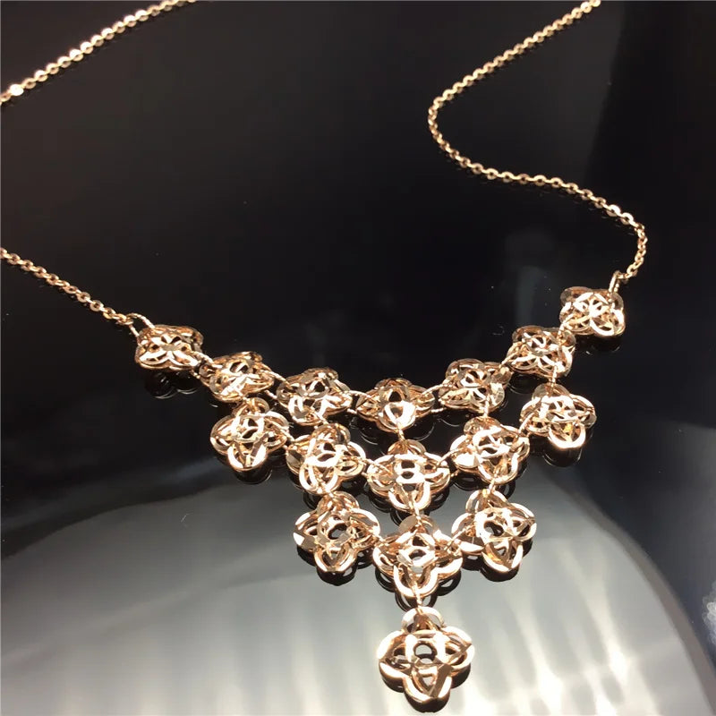 Purple Plated 14K Rose Flower Necklace Fine Jewelry