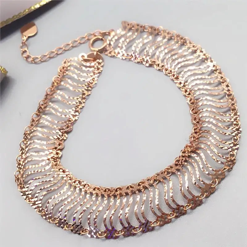 14K Rose Hollow Bracelet Women Charm Wedding Jewelry