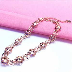 14K Rose Openwork Flower Bracelet for Women