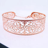 14K Rose Plated Openwork Wide Bracelet For Women Jewelry Gift