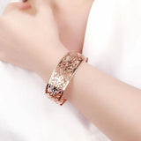 14K Rose Plated Openwork Wide Bracelet For Women Jewelry Gift