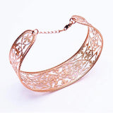 14K Rose Plated Openwork Wide Bracelet For Women Jewelry Gift