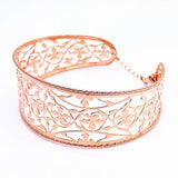 14K Rose Plated Openwork Wide Bracelet For Women Jewelry Gift