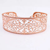 14K Rose Plated Openwork Wide Bracelet For Women Jewelry Gift