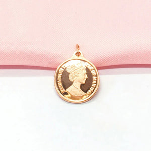 14K Rose Round Charm Necklace for Women