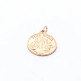14K Rose Round Charm Necklace for Women