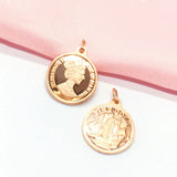 14K Rose Round Charm Necklace for Women