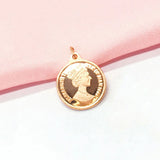 14K Rose Round Charm Necklace for Women