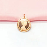 14K Rose Round Charm Necklace for Women