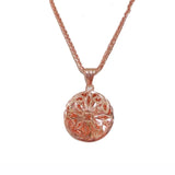 Purple Plated 14K Rose Round Flower Necklace Pendant