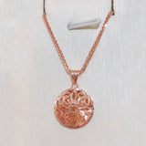 Purple Plated 14K Rose Round Flower Necklace Pendant