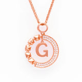 14K Rose Gold Purple Crystal Necklace G Pendant Wedding Jewelry