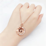 14K Rose Gold Purple Crystal Necklace G Pendant Wedding Jewelry