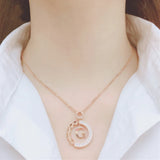 14K Rose Gold Purple Crystal Necklace G Pendant Wedding Jewelry