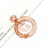 14K Rose Gold Purple Crystal Necklace G Pendant Wedding Jewelry