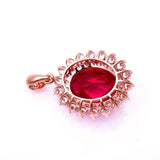 Romantic 14K Rose Ruby Crystal Necklace Reflective Pendant