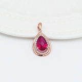 14K Rose Gold Ruby Water Drop Pendant Necklace