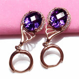 14K Rose Gold Purple Gem Earrings for Women