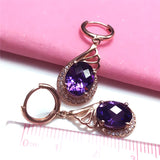 14K Rose Gold Purple Gem Earrings for Women