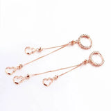 Purple Plated 14K Rose Gourd Tassel Earrings for Women
