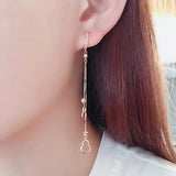 Purple Plated 14K Rose Gourd Tassel Earrings for Women