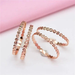 14K Rose Gold Gypsophila Stacked Rings Set for Women