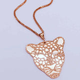 14K Rose Leopard's Head Pendant Necklace Party Jewelry