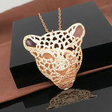 14K Rose Leopard's Head Pendant Necklace Party Jewelry