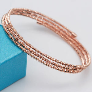 Rose Gold Beads Bracelet with Multilayer String for Women