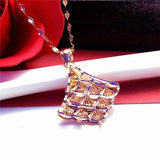 14K Rose Rhombus Pendant Necklace for Women