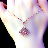 14K Rose Rhombus Pendant Necklace for Women