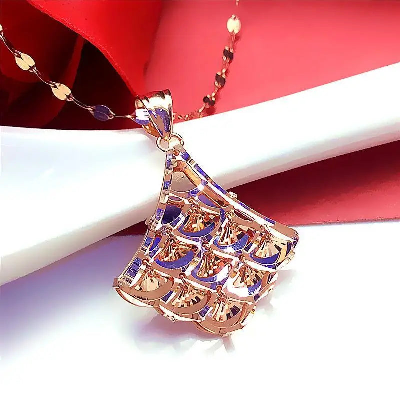 14K Rose Rhombus Pendant Necklace for Women