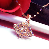 14K Rose Rhombus Pendant Necklace for Women