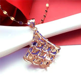 14K Rose Rhombus Pendant Necklace for Women