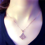 14K Rose Rhombus Pendant Necklace for Women