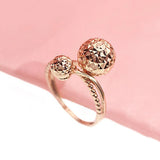 14K Rose Gold Double Bead Rings for Women - Classic Wedding Engagement