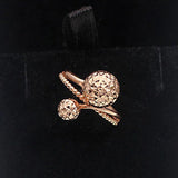 14K Rose Gold Double Bead Rings for Women - Classic Wedding Engagement