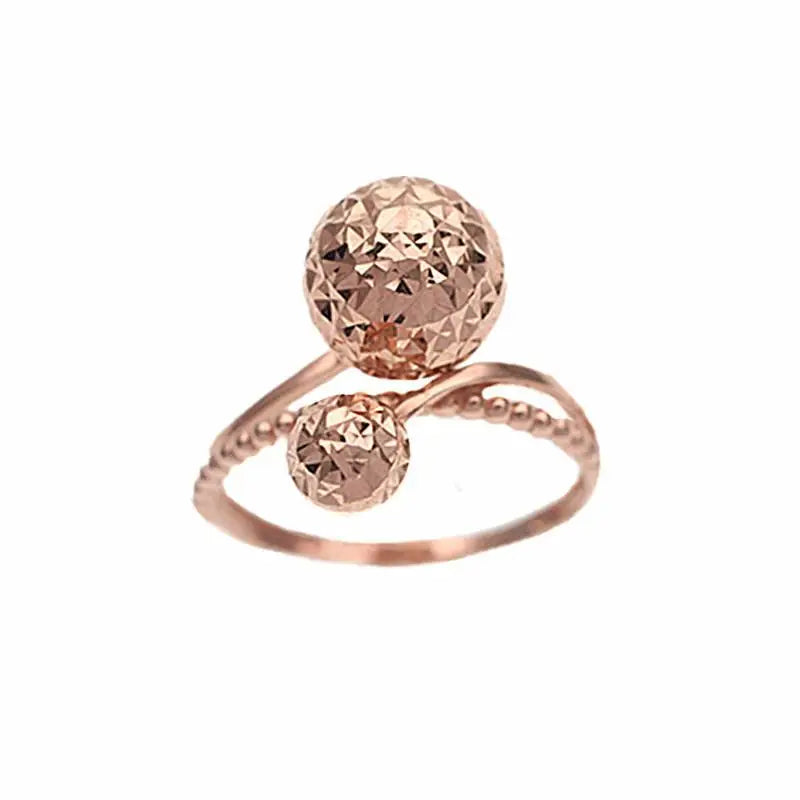14K Rose Gold Double Bead Rings for Women - Classic Wedding Engagement