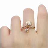 14K Rose Gold Double Bead Rings for Women - Classic Wedding Engagement
