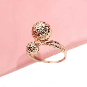 14K Rose Gold Double Bead Rings for Women - Classic Wedding Engagement