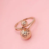 14K Rose Gold Double Bead Rings for Women - Classic Wedding Engagement