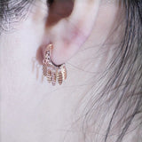 Purple 14K Rose Short Tassel Earrings Women Glamour Party Wedding Jewelry