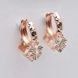 14K Rose Gold Square Fringe Earrings for Women