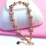 14K Rose Heart Beads Bracelet for Women Wedding Party Jewelry
