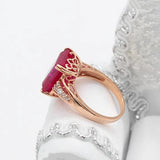 14K Rose Square Red Gem Ring Court Style Square Jewelry