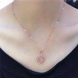 14K Rose Sunflower Pendant Choker Necklace Charm Jewelry