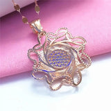 14K Rose Sunflower Pendant Choker Necklace Charm Jewelry